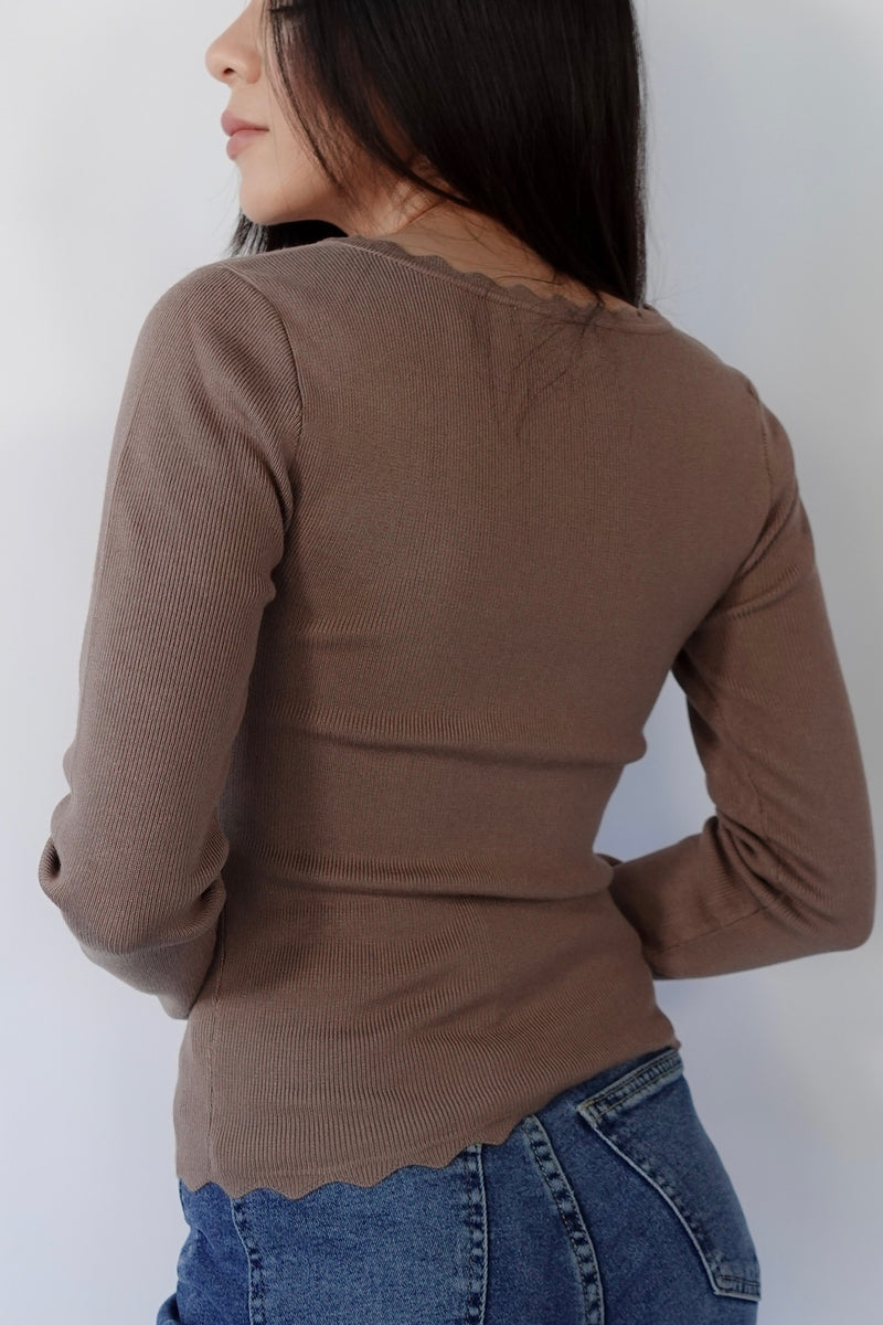 Blusa en tejido acanalado