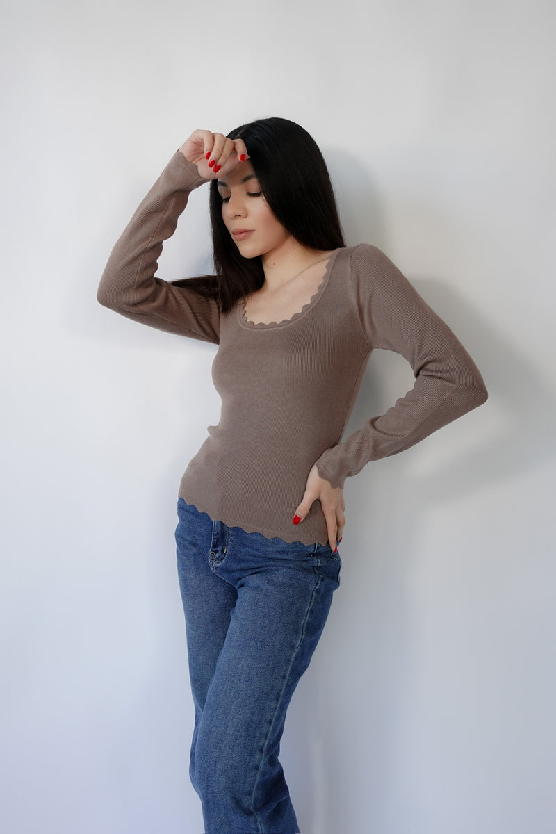 Blusa en tejido acanalado