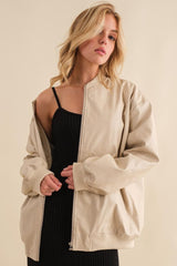 Bomber jacket vini piel beige